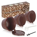 Retilio Cápsulas Filtros de Café Recargable Reutilizable para Cafetera Dolce Gusto Más 200 Veces de Usos para Reemplazo, con 3 pcs Capsulas 1 Cucharón de Plástico y 1 Cepillo de Limpieza