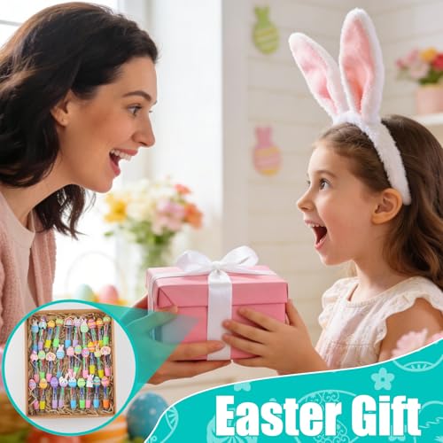 30 Stück Ostern Mehrfarbiger Kugelschreiber 4 in 1 Multicolor Stift Set 10 cm Ausziehbar Kugelschreiber mit 3D Figuren Aufsatz 0.7 mm Spitze als Geschenk für die Schule Mitgebsel für Partytüten