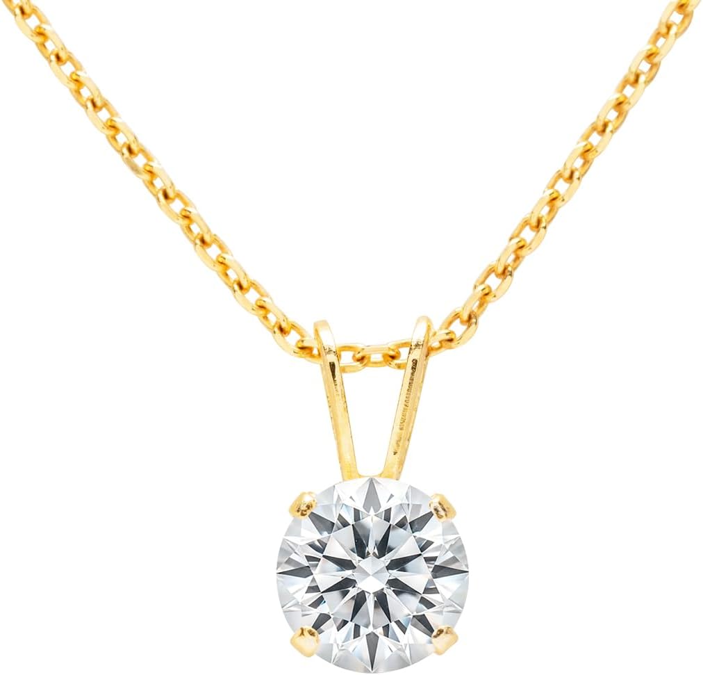 SuperJeweler Lab Grown Diamond Necklace for Women in Real White or Yellow Gold w/Free 18" Silver Chain | Diamond Solitaire Necklace Available in All Carat Weights | Sustainable, Conflict-Free Jewelry