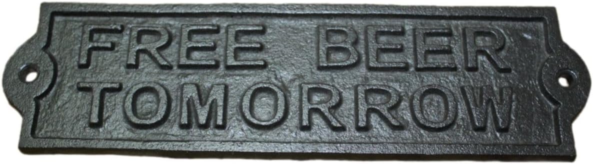 Cast Iron Tomorrow Door Plaque Garden Sign Ranch Wall Decor Man Cave IRP-1428 Handmade Decor Artisan Art Decor For Home Vintage