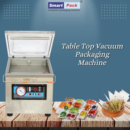 Image of SMART PACK Semi-automatic Vacuum Machine for Packaging of Pouches Sealing | Food, Industrial, Commercial, Stainless-steel Vacuum Sealer Machine | Size - Table Top, Pack of 1