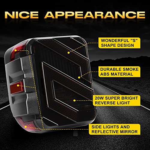 Image of LX-LIGHT Dark Smoke S Shape LED Tail Lights Brake Light Reverse Light Turn Signal Light Compatible with Jeep Gladiator JT 2019-2022