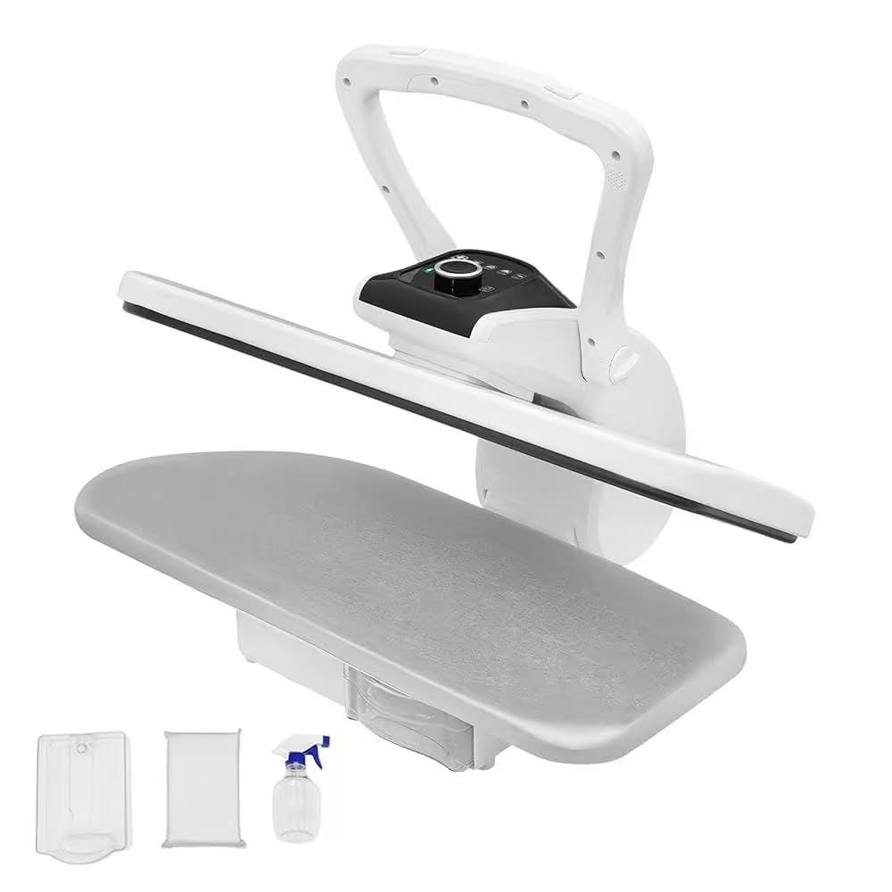 Presse à repasser à vapeur intelligente professionnelle 2200 W 1 L, 5 modes de repassage avec alertes vocales et arrêt automatique pour repasser les vêtements, draps en nylon et soie et coton (blanc)