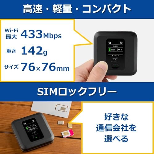 富士ソフト +F FS040W モバイル Wi-Fi ルーター dual_band SIMフリー 端末 FS040WMB1 USB Type-C (整備済み品)