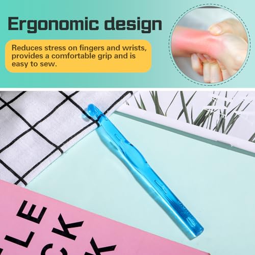 Image of QMNNMA 9 mm Crochet Hook, Ergonomic Crochet Hooks, Crochet Needles | Ergonomic Crochet Hooks for Arthritic Hands, Crochet Needles for Yarn, Colorful Transparent Crochet Hook for Beginners
