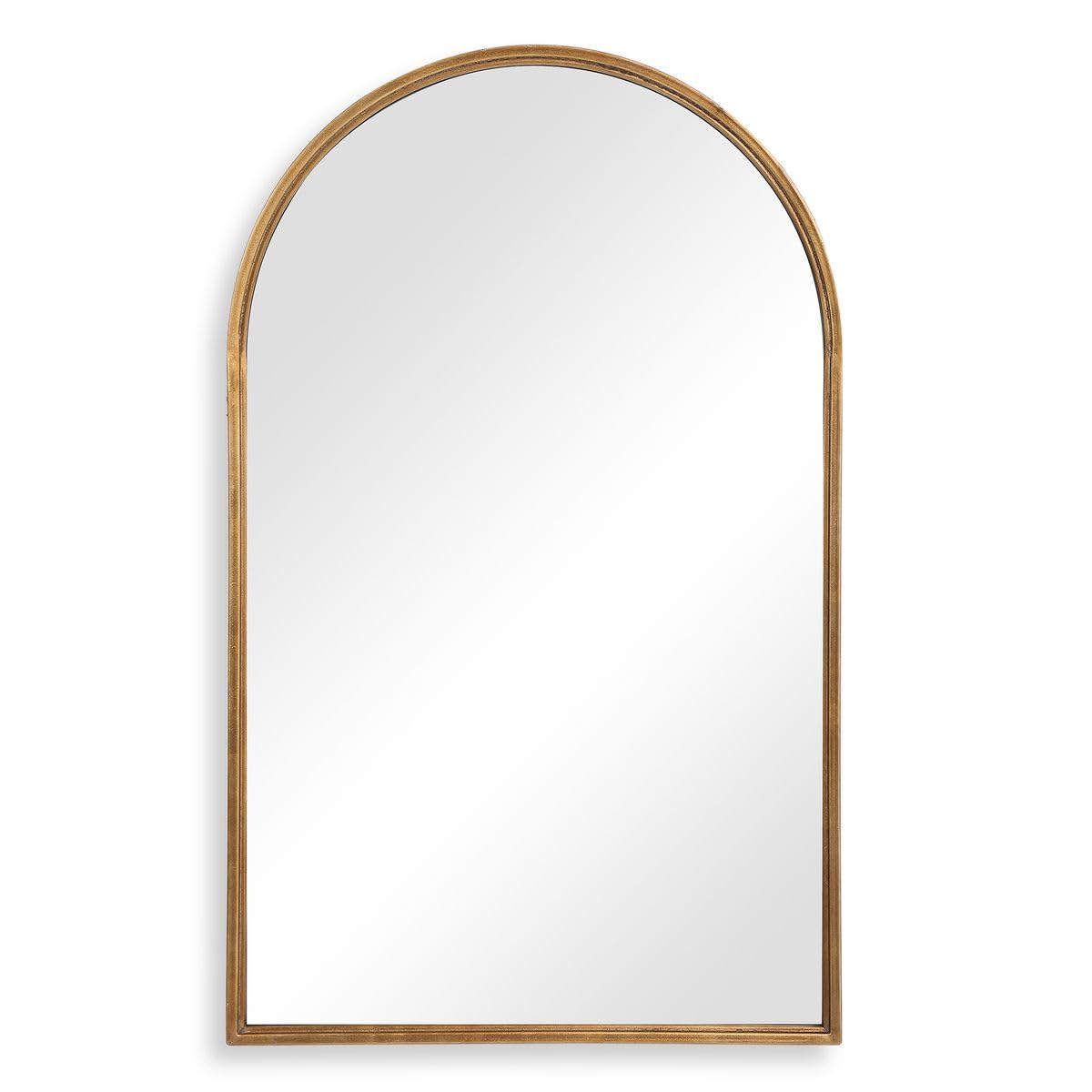 Arvisa Antique Gold Leaf Mirror | Modern Arch Iron Frame Bathroom Vanity Mirror (24 in. W x 39 in. H x 1 in. D)