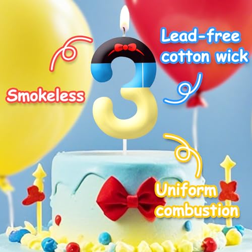 Image of White Cartoon Birthday Candles, Number 1 Candle White Themed Birthday Party Supplies, 2.4 inch Birthday Candles for Cake Topper Party Decorations, Birthday Decorations for Boys Girls (Number 1)