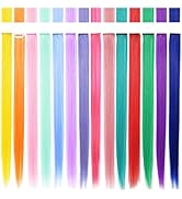 Fcysws Farbige Haarverlängerungen Clip in/on für Mädchen und Damen 55 cm Mädchen Zubehör Perücken...