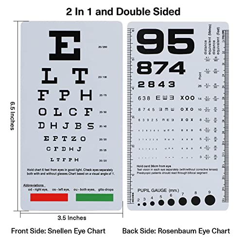 Image of NOYOC Rosenbaum Pocket Eye Chart, Pocket Snellen Eye Chart, 2 Pack