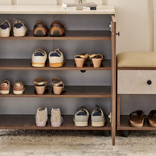 Image of Home Centre | Addison | Engineered Wood | Shoe Cabinets | 14 Pair | Walnut | 1 Year Warranty