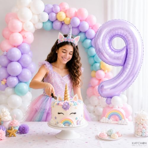 Image of KatchOn Light Purple Number 9 Balloon - 40 Inch | 9 Balloons for Birthday