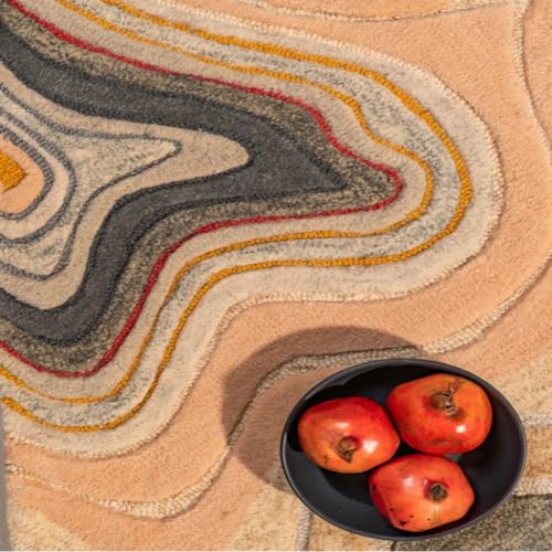 Image of Hand Made Tufted Carpet Premium Wool Abstract Irregular Design Non Slip Area Rug for Living Room Weight- |32 Pound|Size-6x9 Feet (72x108 Inch)