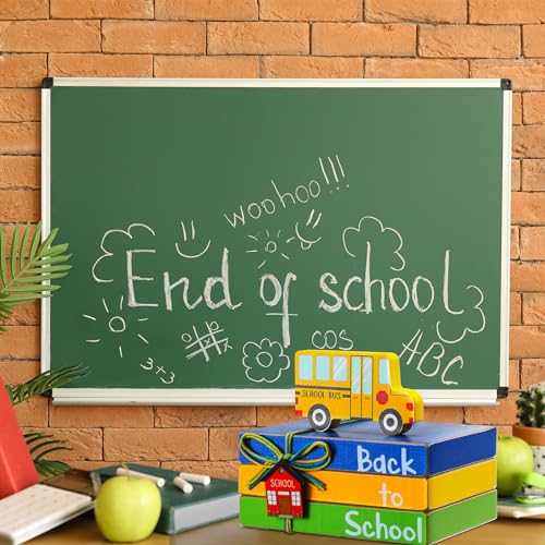 Image of Pinkunn 4 Pcs Back to School Table Decorations Wooden Bus Tray