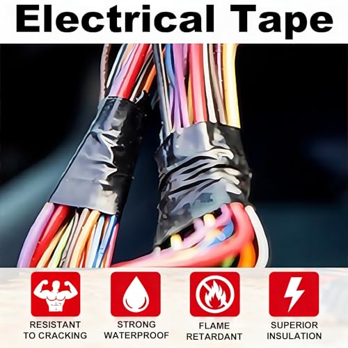 Image of 3 PCS Black Electrical Tape, 3 /4 inch x 66ft, Waterproof, Professional Grade PVC Electric Tape for Wire Insulation, Electrical Tape for Resistant to Abrasion, Moisture, Corrosion, Alkalies