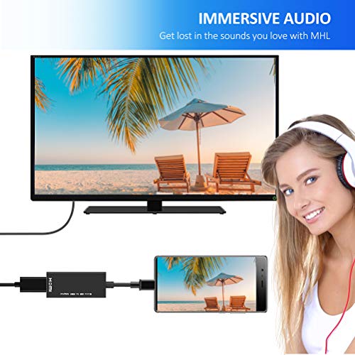 MHL Micro USB to HDMI Cable Adapter, MHL to HDMI 1080P Video Graphic Converter, Cable Adapter with Video Audio Output for Android Smart Phones & Tablets with MHL Function (Black)