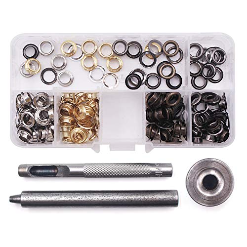 Yakamoz 120 Set Metal Grommets Eyelets Tool Kit Set For Leather Canvas Clothes Belts Shoes Diy Crafts | 6Mm 1/4" Inner Diameter | 4 Colors #TOP1