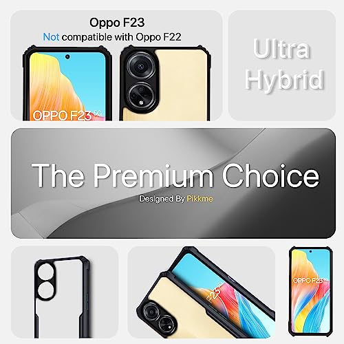 Image of Pikkme Oppo F23 5G Back Cover | Crystal Clear Transparent Back | Ultra Hyrbid | Full Camera Protection | Raised Edge | Bumper Back Case for Oppo F23 5G (Plastic, Black)