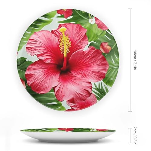 Plato decorativo de porcelana con flor de hibisco 7 pulgadas miniatura 2