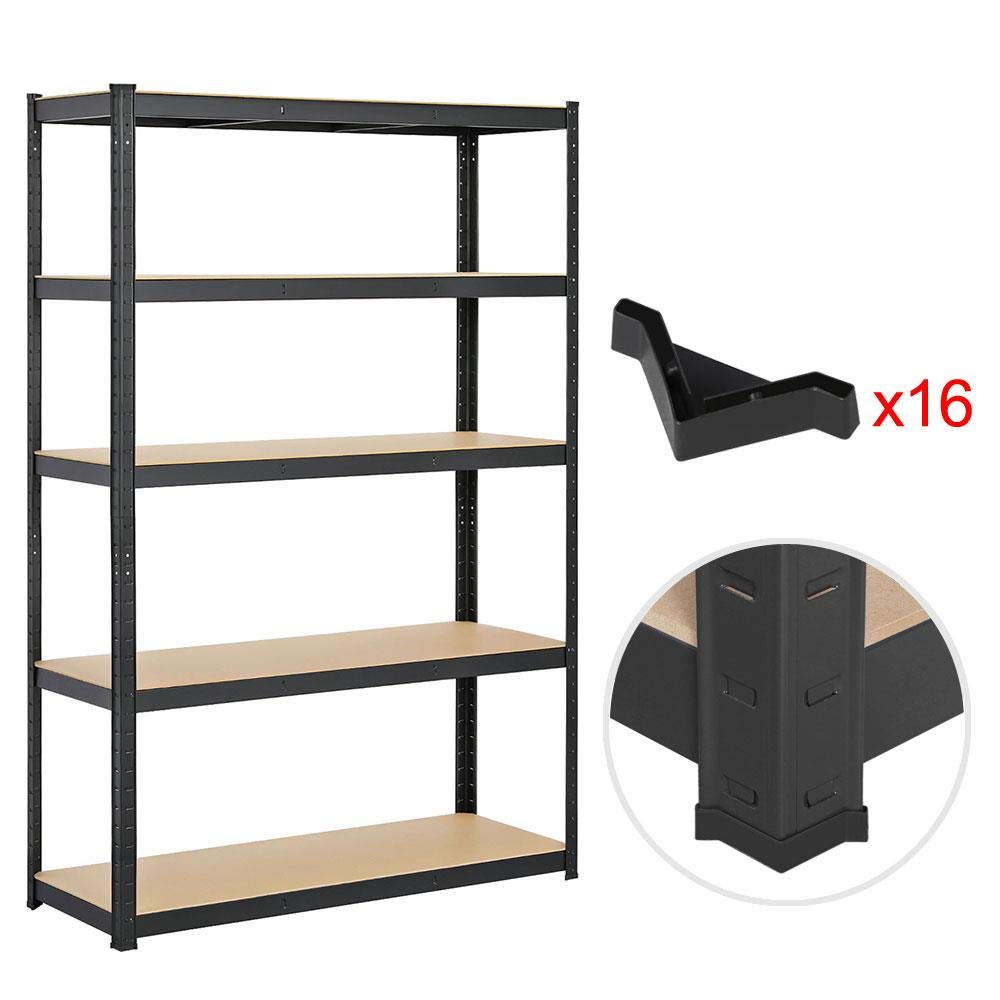 Yaheetech Scaffale/Scaffalatura Metallo per Garage Magazzino 180 x 120 x 45 cm a 5 Ripiani Portata Fino a 875 KG Nero in Acciaio con Legno MDF