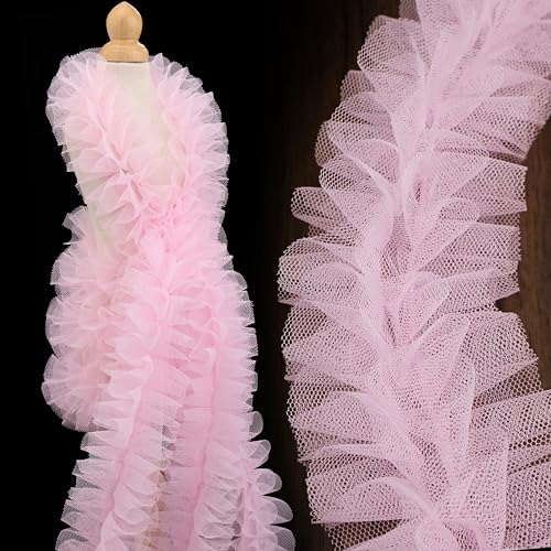 Lace Ruffle Trim 2 Yards Mesh Pleated Chiffon Lace Trim 2.4 Inch