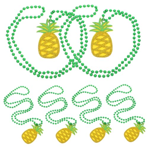 VALICLUD Summer Hawaiian Party Necklace 6 Pack Pineapple Charm Decor for Birthday Tropical Decorations for Baby Shower School Events