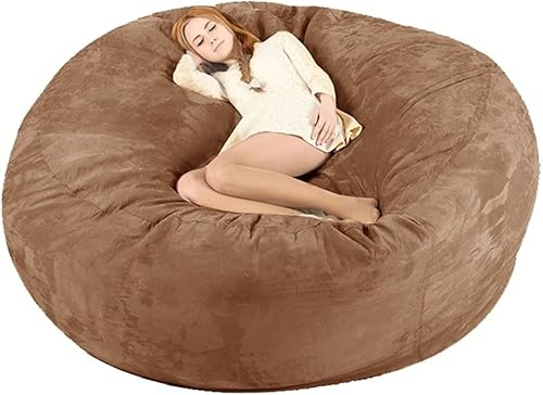 Funda para silla puff (sin relleno), lujosa silla gigante de 678 pies para organizar juguetes de felpa o espuma viscoelástica (color marrón, tamaño