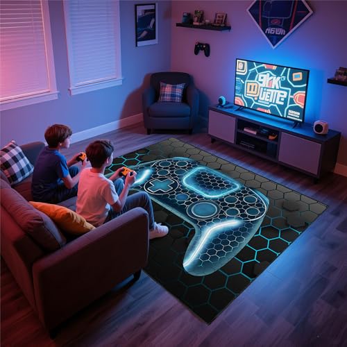 Tapete gamer antideslizante azul 3x5 ft miniatura 3