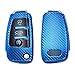 HIBEYO Coque de clé de voiture compatible avec Audi - Coque de protection en TPU pour Audi A1 A3 A4 A6 Q3 Q5 Q7 S3 R8 TT - Boîte à clés avec télécommande à 3 boutons (fibre de carbone bleu)
