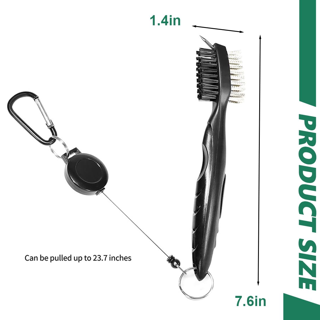 1 Pcs Spazzola per Mazze da Golf con Clip (Moschettone), Doppia Testina, per Pulizia di Club Face e Groove, da Appendere alla Borsa da Golf