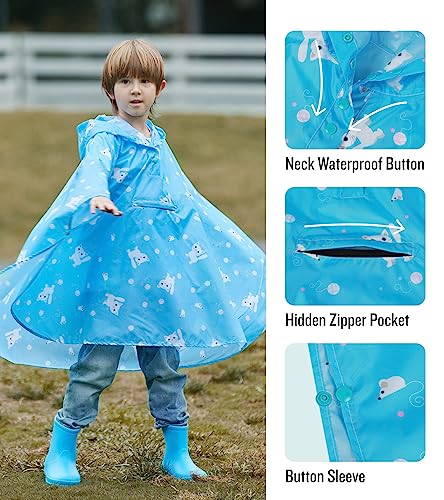 Image of SaphiRose Lightweight Kids Rain Poncho Jacket Waterproof Outwear Rain Coat