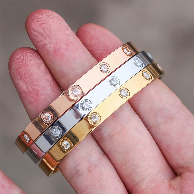 Love Bracelets Stainless Steel friendship Bracelet Cubic Zircon Filled Gold and Silver Female Women Mother's Day Valentine's Day Wedding Couple and Birthday Gift4