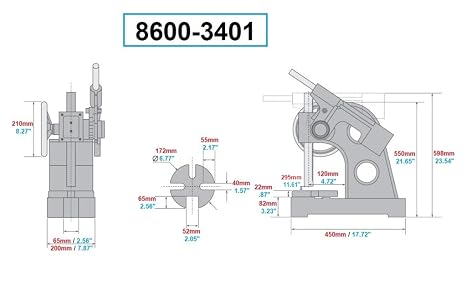 HHIP 8600-3401 3-Ton Ratchet Arbor Press Heavy-Duty Cast Frame, 4-Position Steel Anvil, 1-1/2 Ram, 21-1/2 Height, 9.44 Max Work Dia, Manual Hand Press for Riveting, Bending, Broaching, Punching