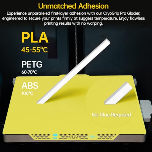 Image of BIQU CryoGrip Pro Glacier-Yellow 257x257MM for Bambu-Lab P1P /P1S /P2S /X1C /X1E /A1 3D Printers Panda Build Plate Double Sided Upgrade Removable Surface Platform