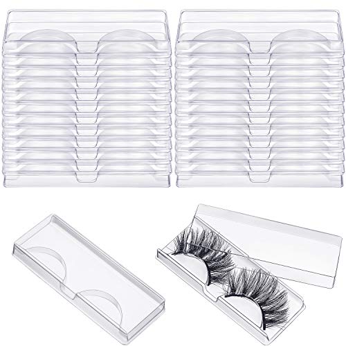 24 Pieces False Eyelash Storage Box Empty False Eyelashes Case Plastic Eyelash Box Container Holder for False Eyelash Care Storage Cosmetic Tools (Transparent)
