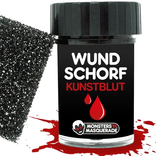 Monsters’n’Masquerade Sangre de Costra con Esponja para Crear Heridas Realistas | Sangre Falsa Incrustada Halloween Horror Makeup Gel de Sangre Artificial
