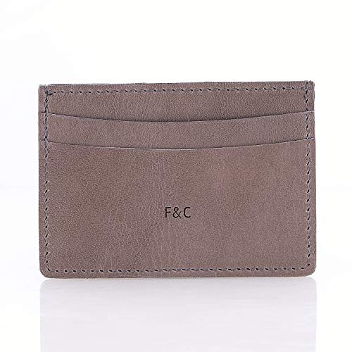 Porte-cartes Taupe Fine & Candy en cuir de prestige aux finitions artisanales haut de gamme