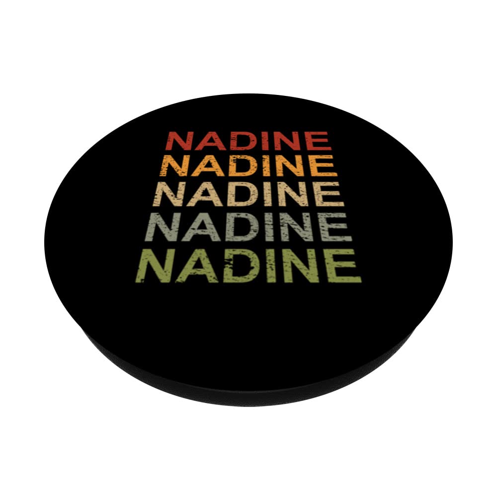 Retro Nadine Personalized, Nadine Name, Girl Woman Nadine PopSockets Swappable PopGrip, Black - Image 2
