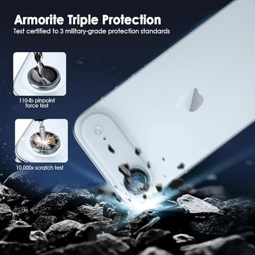 Image of Skinomi Camera Lens Protector Compatible with iPhone 17 Air, [Anti-Scratch] Premium Tempered Glass Film Aluminum Alloy Lens Ring Cover-Blue Titanium