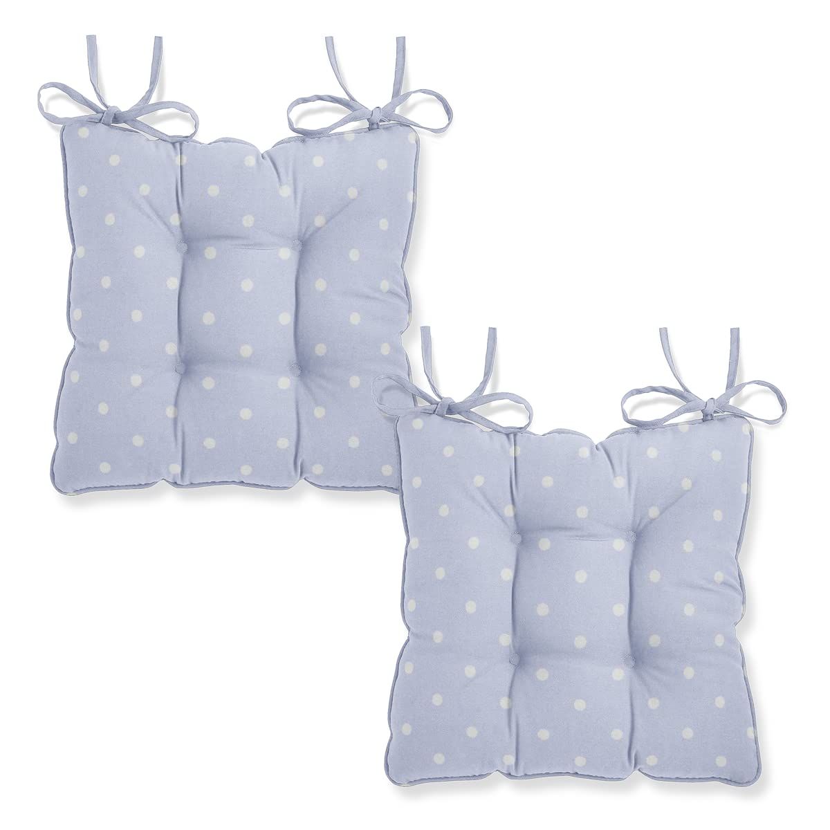 Harrison Cropper Seat Pads for Dining Chair Dotty Chair Pads with Straps Set of 2 (Blue)