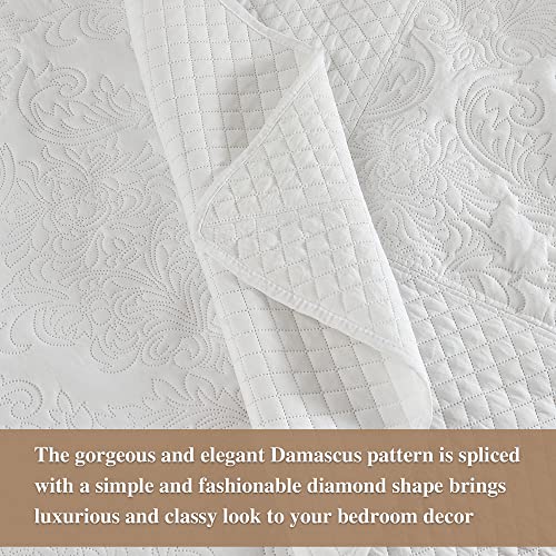 Image of ENJOHOS Oversized King Bedspreads 128x120, California King Quilt Sets, Extra Wide Large King Size Quilts for Bed, Lightweight Reversible Microfiber 3Pieces Cal King White Coverlet | california king bedspread white , Lightweight Reversible comforter set 3Pieces Cal King Oversized Coverlet