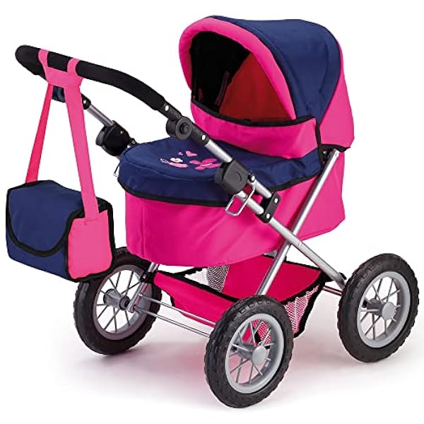 Bayer Cochecito de muñecas, carro, carrito muñeco, con bolsa, alto, color rosa y azul (13013AA)