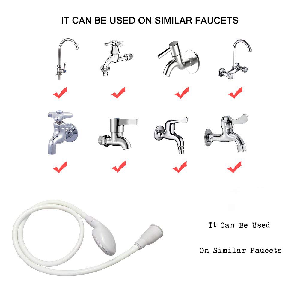 S Pet Faucet Sprayer, Portable Shampoo Sprayer, Shower Head, Faucet to Shower Converter, Dog Shower, White