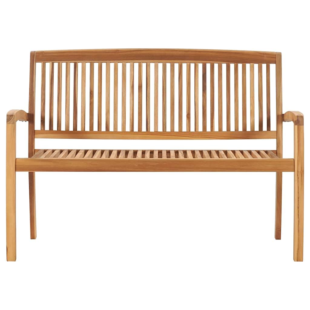 Banco de jardín apilable de 128,5 cm, madera maciza de teca, resistente a la intemperie, para jardín, terraza, patio, con acabado negro