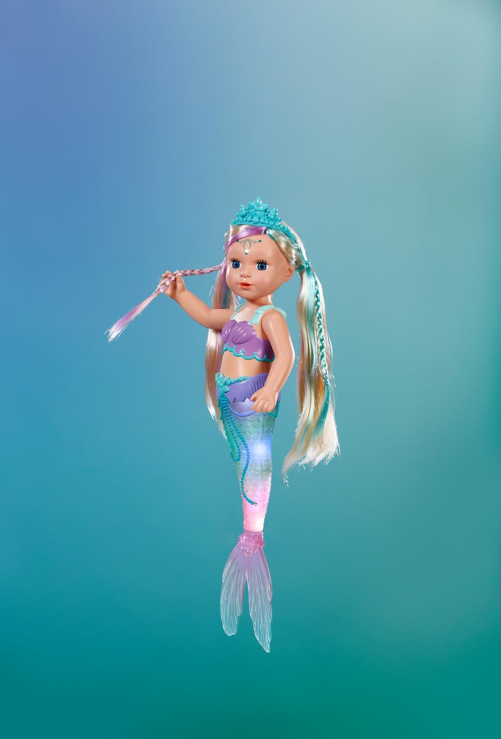 BABY born Mermaid, 43cm Mermaid Toy with Colour-Changing Tail and Sparkly Tiara for Children Ages 3+, 837351 Zapf Creation, Blau - Image 4