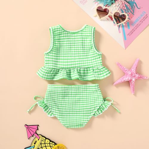 Image of HAPPYMA Baby Swimsuit Toddler Girl Bathing Suit Summer Stripe Bikini Set Beach Two Piece Swim Wear