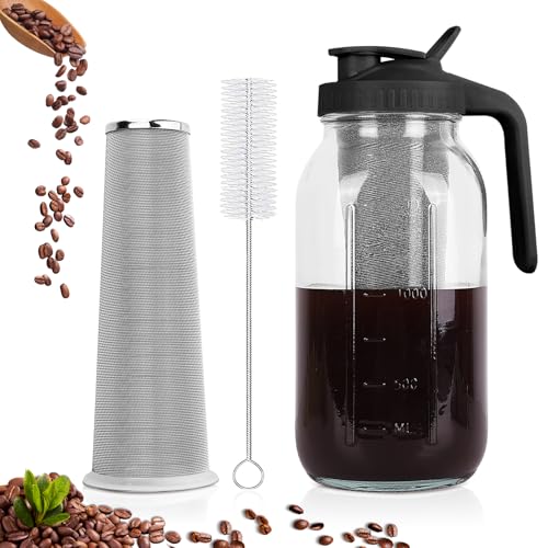 Cold Brew Coffee Maker, 64 oz Mason Jar Pitcher