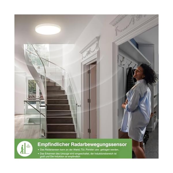 zemty LED Deckenlampe mit Bewegungsmelder Innen, Warmweiß/Neutralweiß/Kaltweiß Lampe – Bild 5