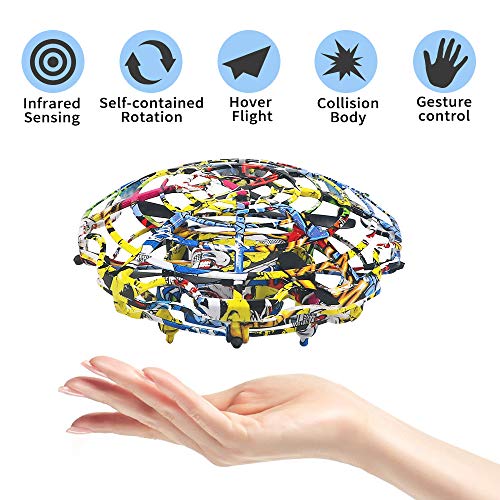Preisvergleich Produktbild HUSAN Fliegende Spielzeug, Mini Drohne Handsteuerung Infrarotinduktion Fliegende Kugel Fliegendes Spielzeug mit Fernbedienung LED-Leuchten USB-Aufladung, Geschenk für Kinder (Mehrfarbig)