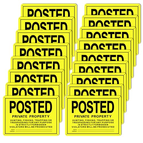 15Pcs Posted Signs No Trespassing Signs Private Property Sign No Hunting Sign Private Property Aluminum Metal for Warning No Hunting Fishing Trapping Indoor Outdoor Use(10x7 Yellow)