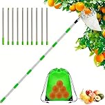 Ompinda Fruit Picker, 4M Long Adjustable Stainless Steel Fruit Picking Tool with Fabric Bag for Apples/Pear/Orange/Mango/Red DatesFruit Picking